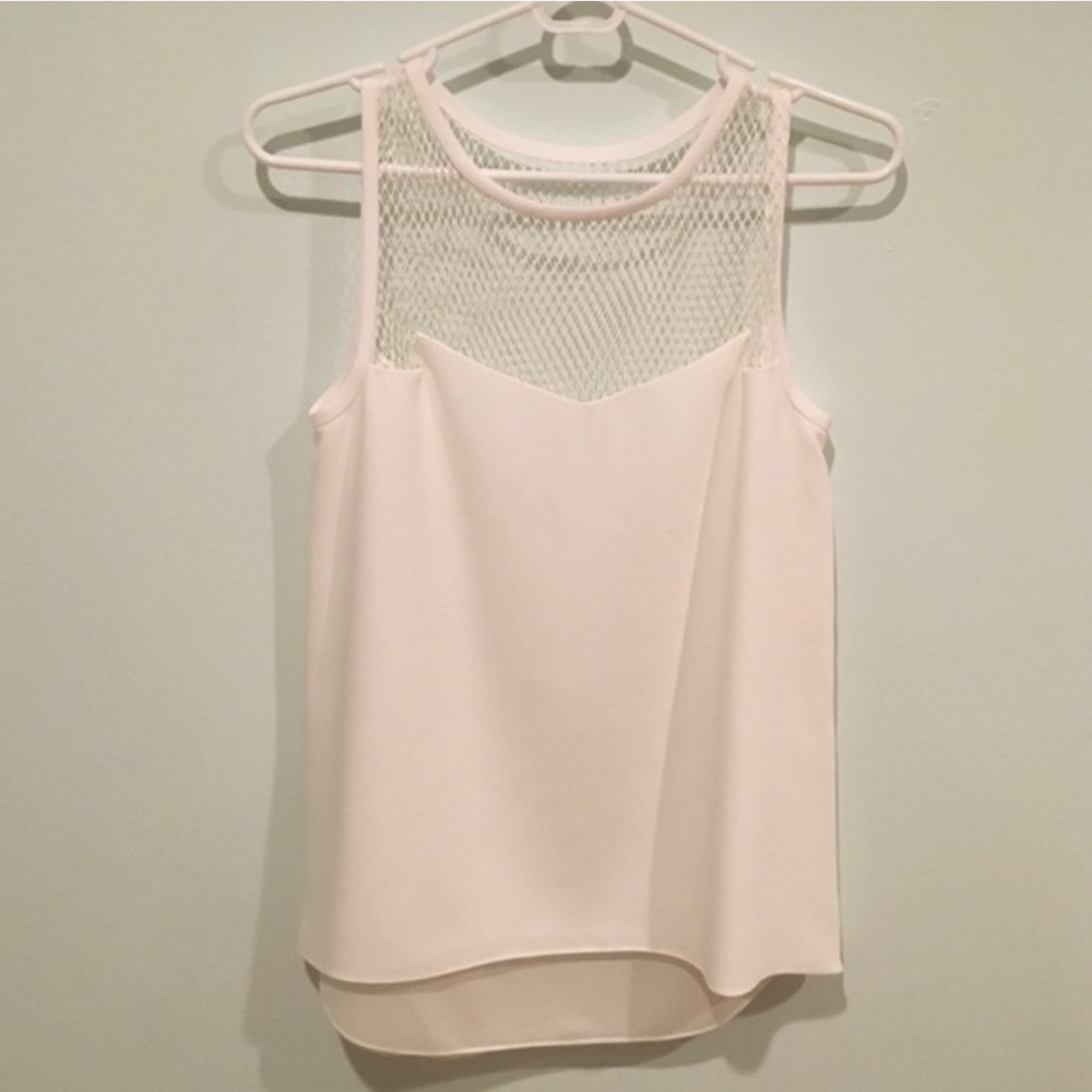 Rag & Bone white crepe and mesh Franklin Tank Top